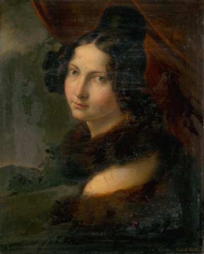 Retrato de una joven con cuello de piel de Friedrich Schilcher